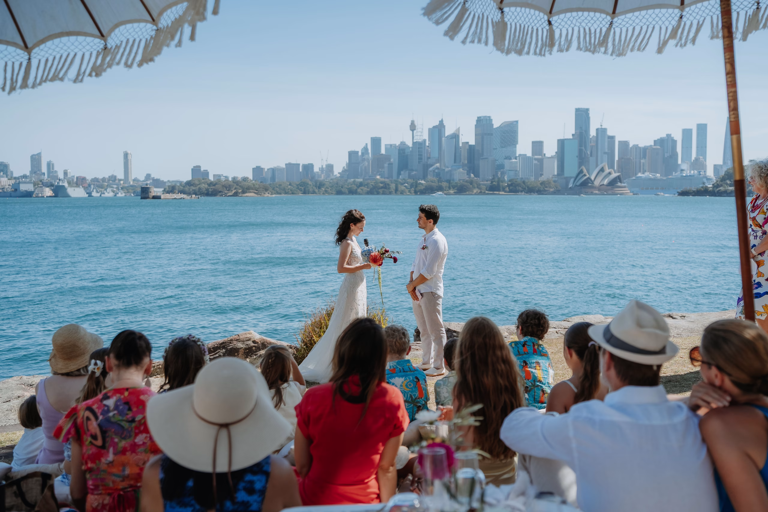A couple held their wedding ceremony on the beach